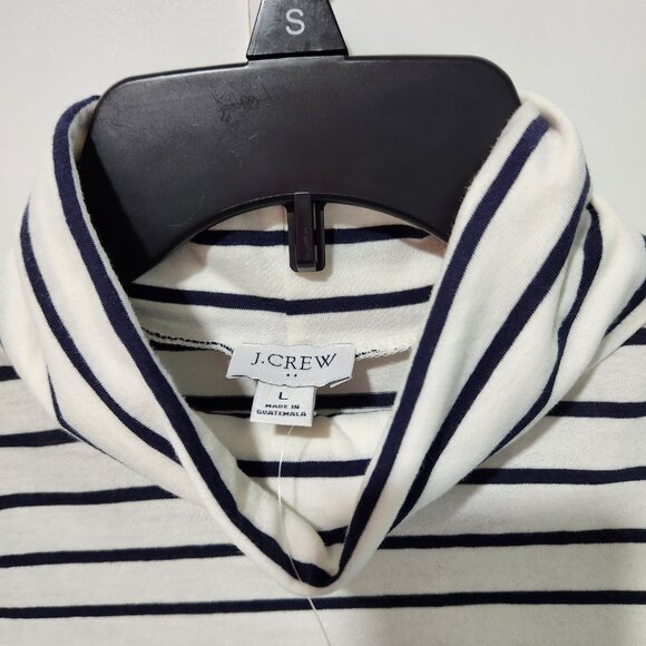 J. Crew Women's NEW Long Sleeve White with Navy Blue Stripes Turtleneck - Large - Picture 4 of 7